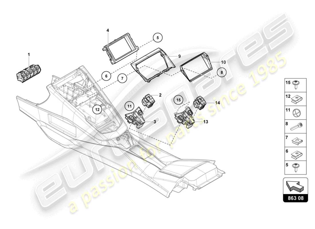 lamborghini lp740-4 s coupe (2017) schema delle parti dell'unità interruttore