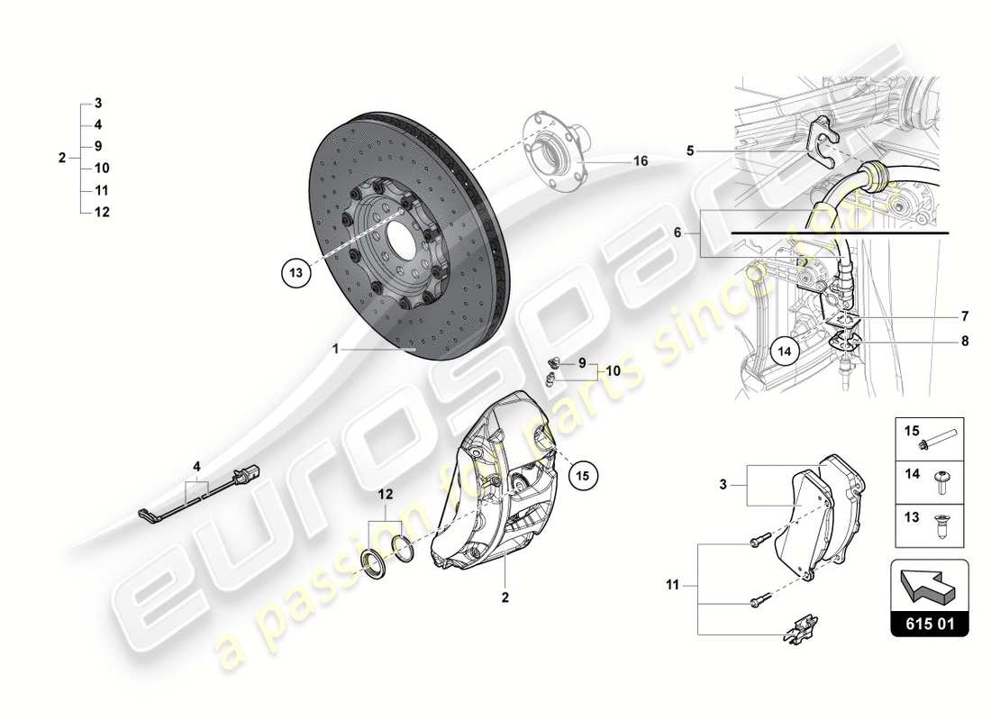 lamborghini lp700-4 coupe (2012) disco freno anteriore schema delle parti