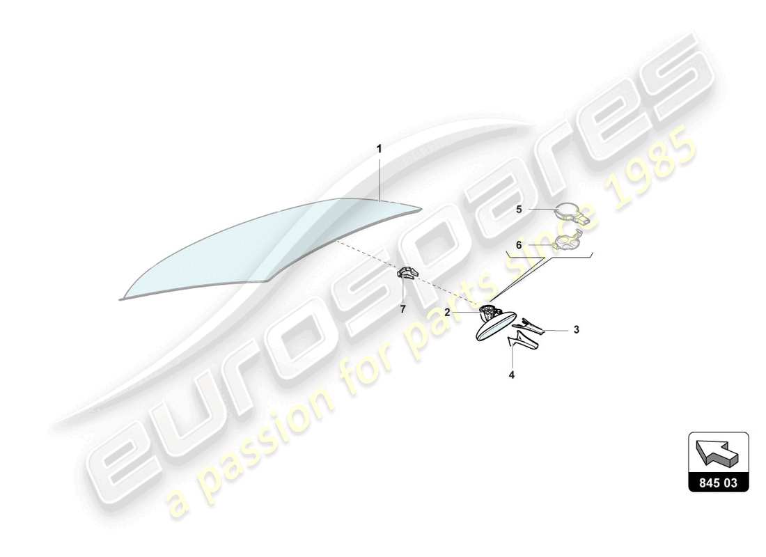 lamborghini lp770-4 svj roadster (2020) diagramma delle parti dello specchietto interno
