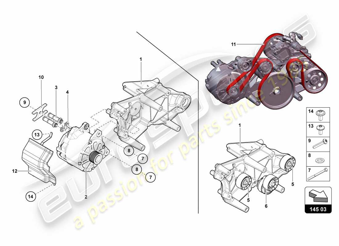 lamborghini lp700-4 coupe (2012) alternatore e parti singole schema delle parti