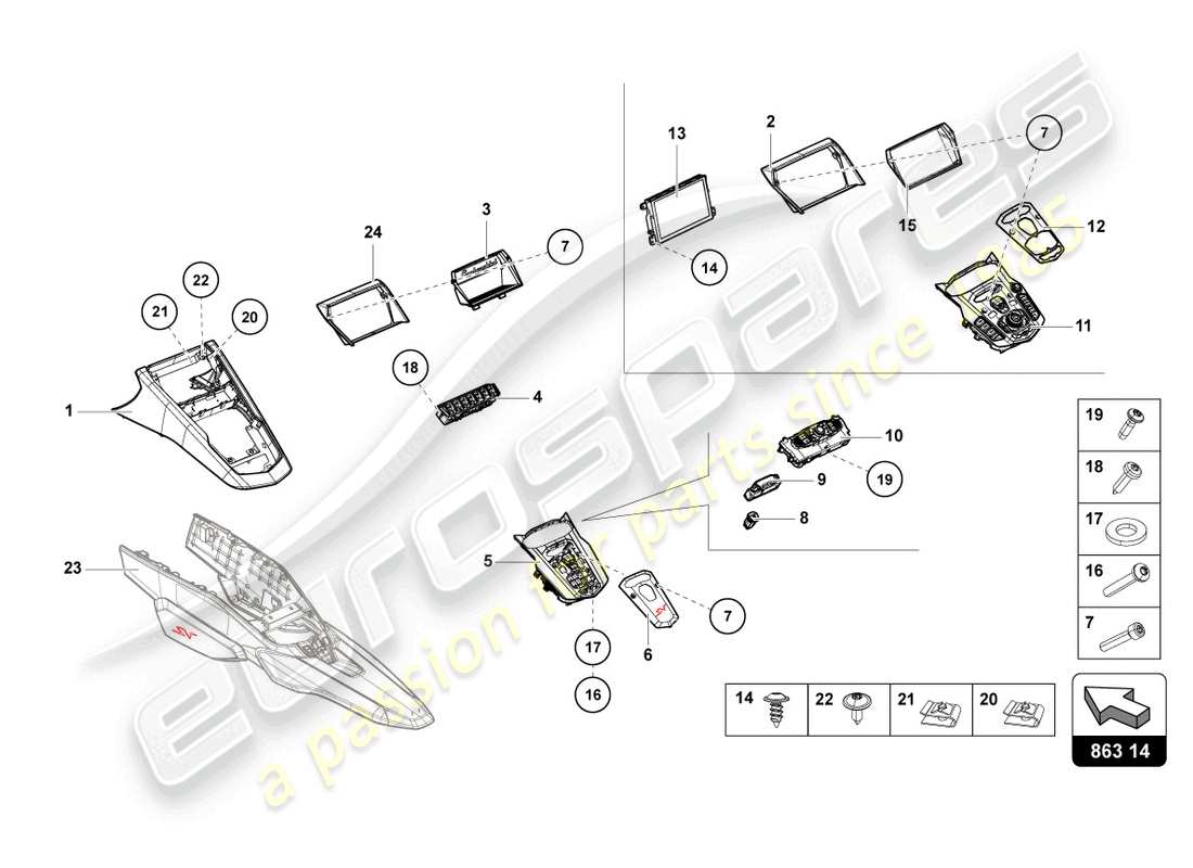 un diagramma delle parti dal catalogo delle parti lamborghini lp750-4 sv coupe (2015)