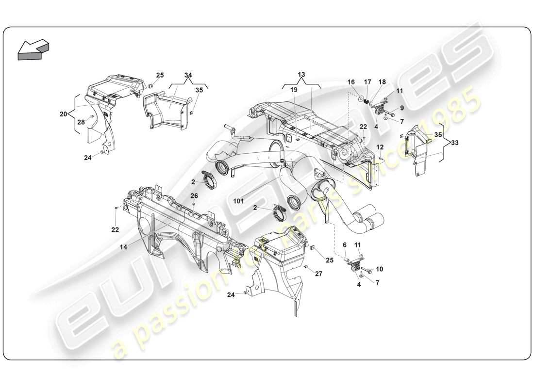 lamborghini super trofeo (2009-2014) diagramma delle parti marmitta