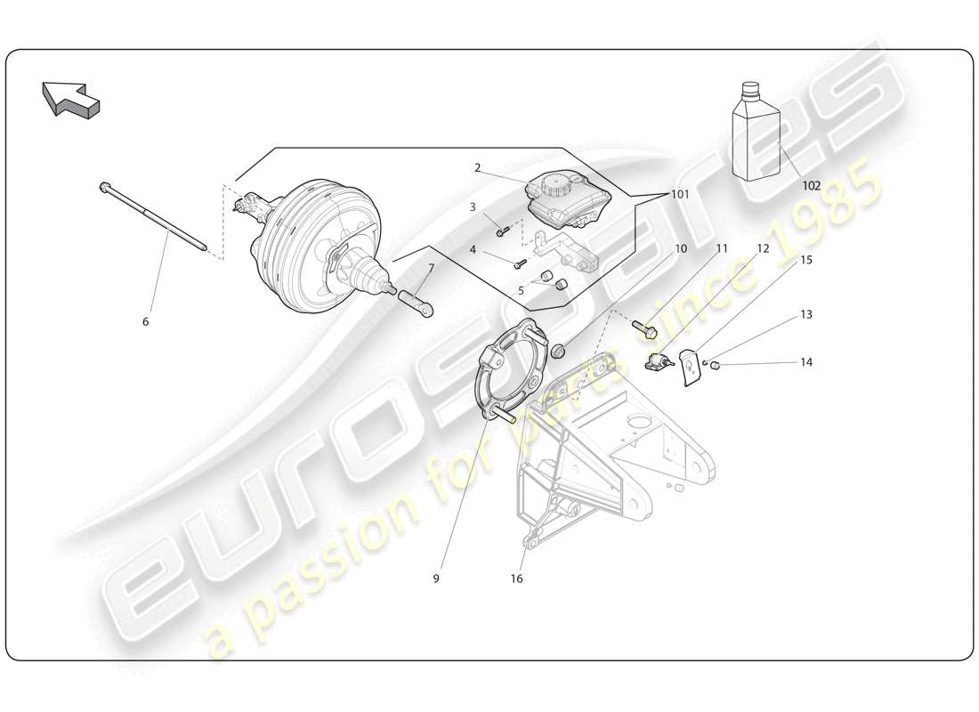 lamborghini super trofeo (2009-2014) diagramma delle parti del pedale