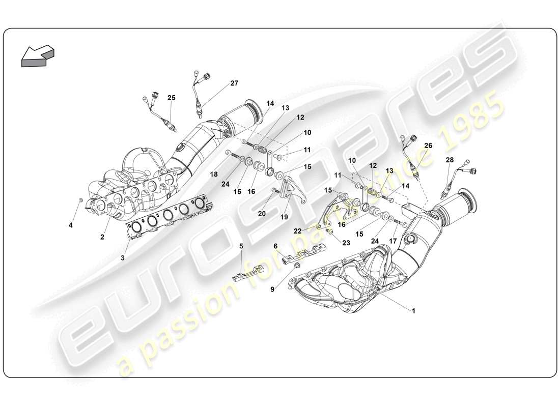 lamborghini super trofeo (2009-2014) diagramma delle parti marmitta