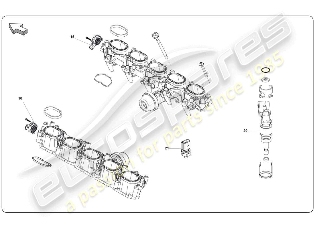 lamborghini super trofeo (2009-2014) collettore di aspirazione diagramma delle parti