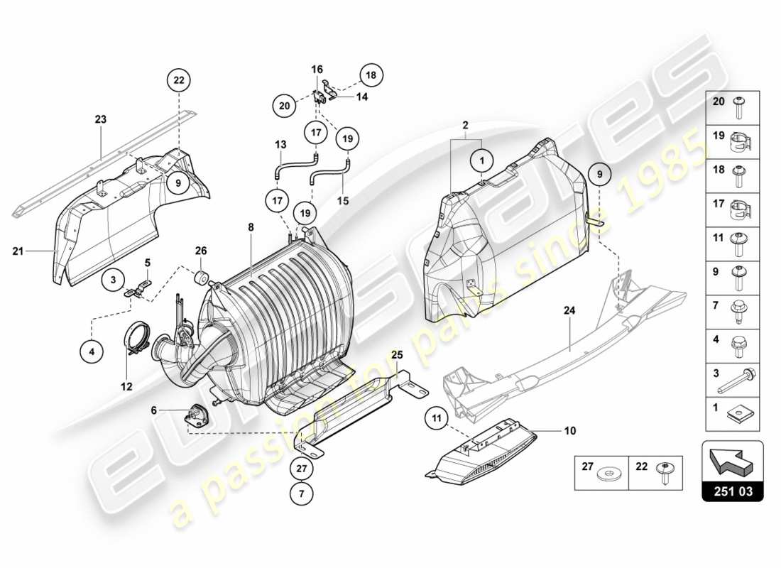 lamborghini lp700-4 coupe (2012) silenziatore con catalizzatore schema delle parti