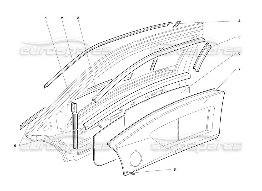 lamborghini diablo sv (1997) porte diagramma delle parti