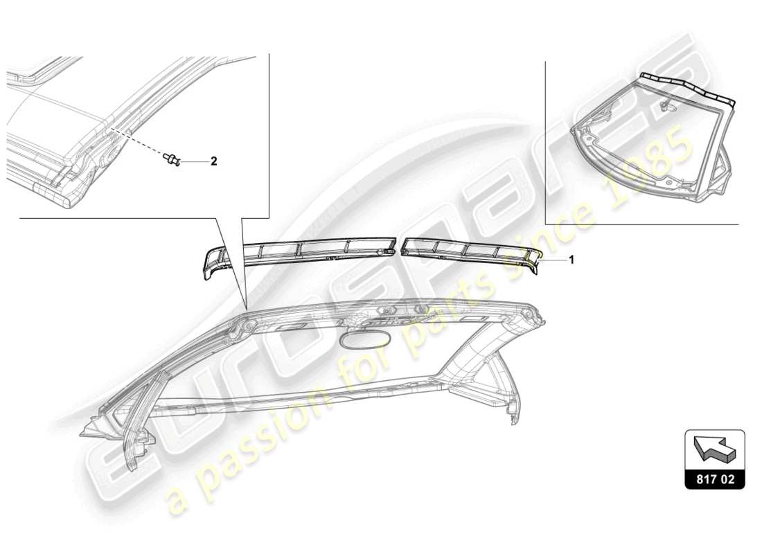 lamborghini lp750-4 sv roadster (2016) diagramma delle parti del frangivento