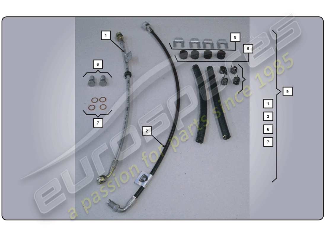 lamborghini super trofeo (2009-2014) kit tubo freno schema delle parti