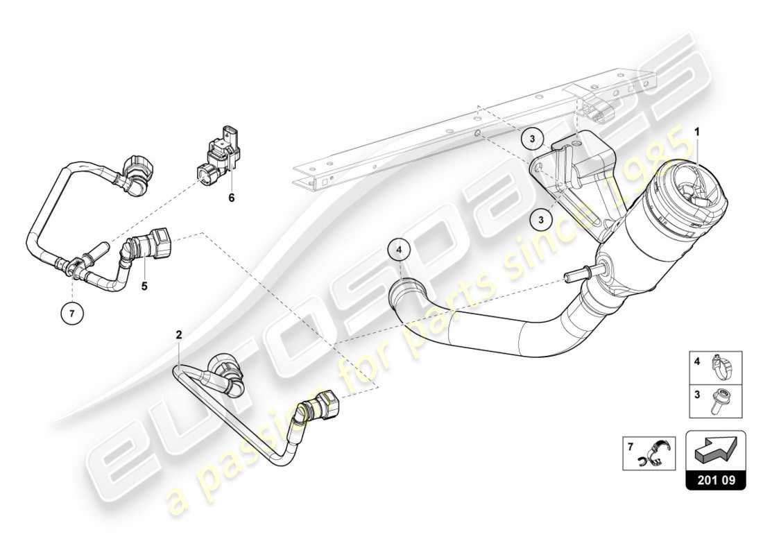 lamborghini lp610-4 spyder (2019) collo del riempimento del carburante diagramma delle parti