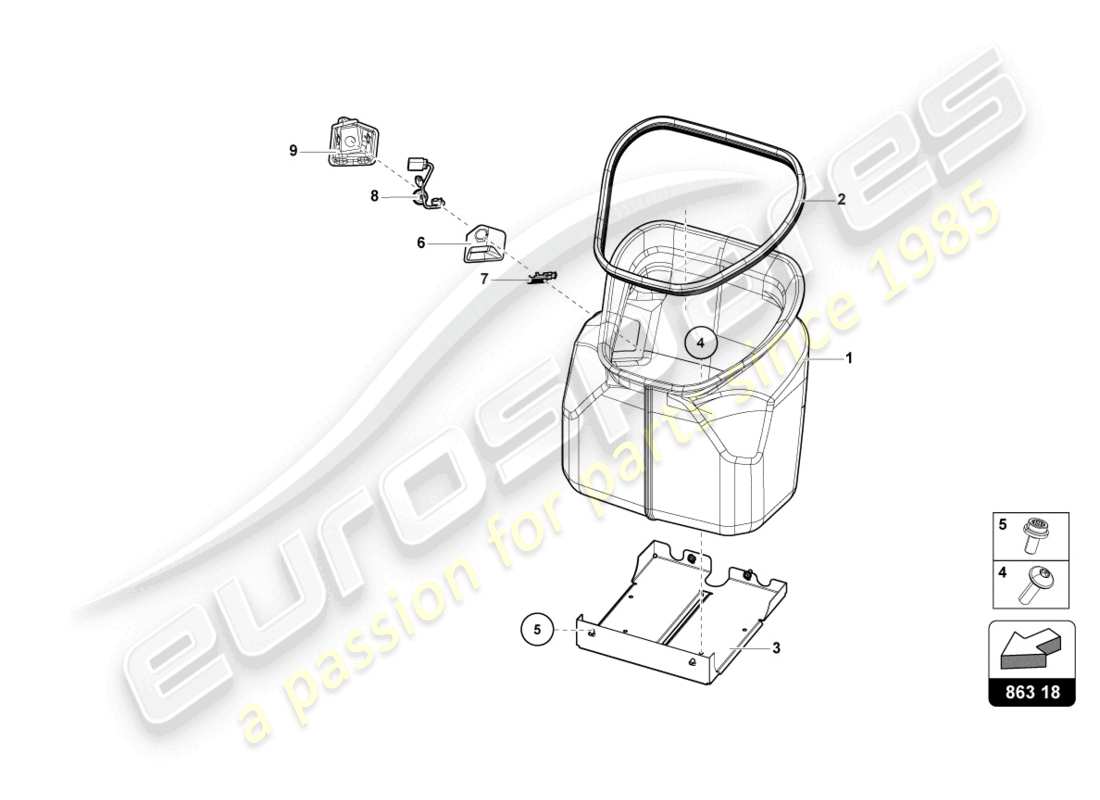 lamborghini sian (2020) completo bagagli rivestimento del pavimento schema delle parti