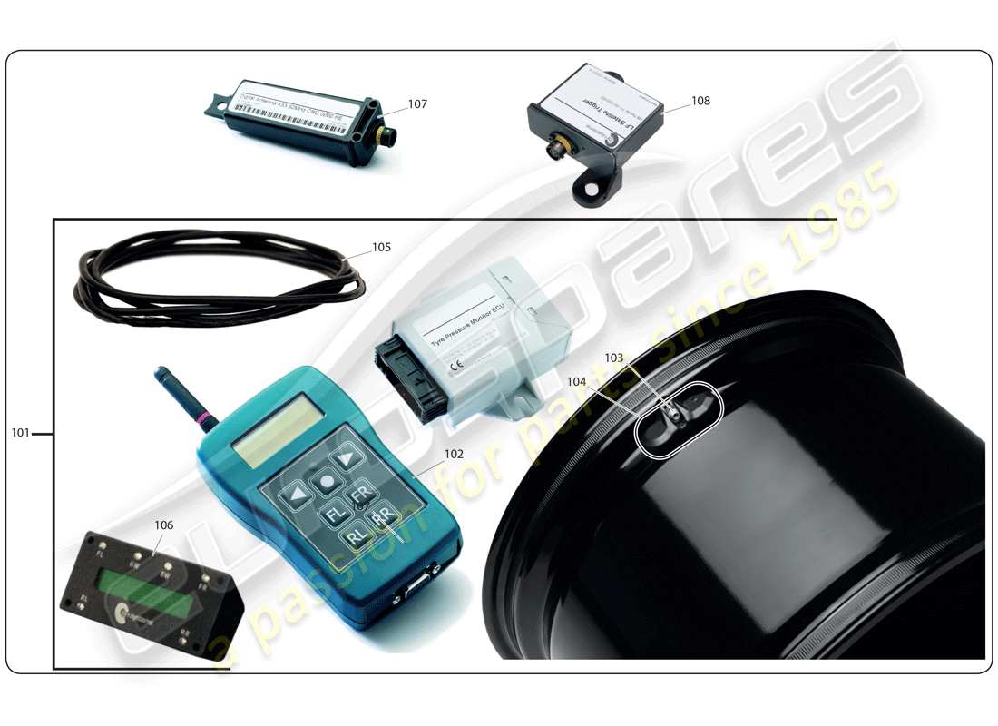 lamborghini super trofeo (2009-2014) kit tpms diagramma delle parti
