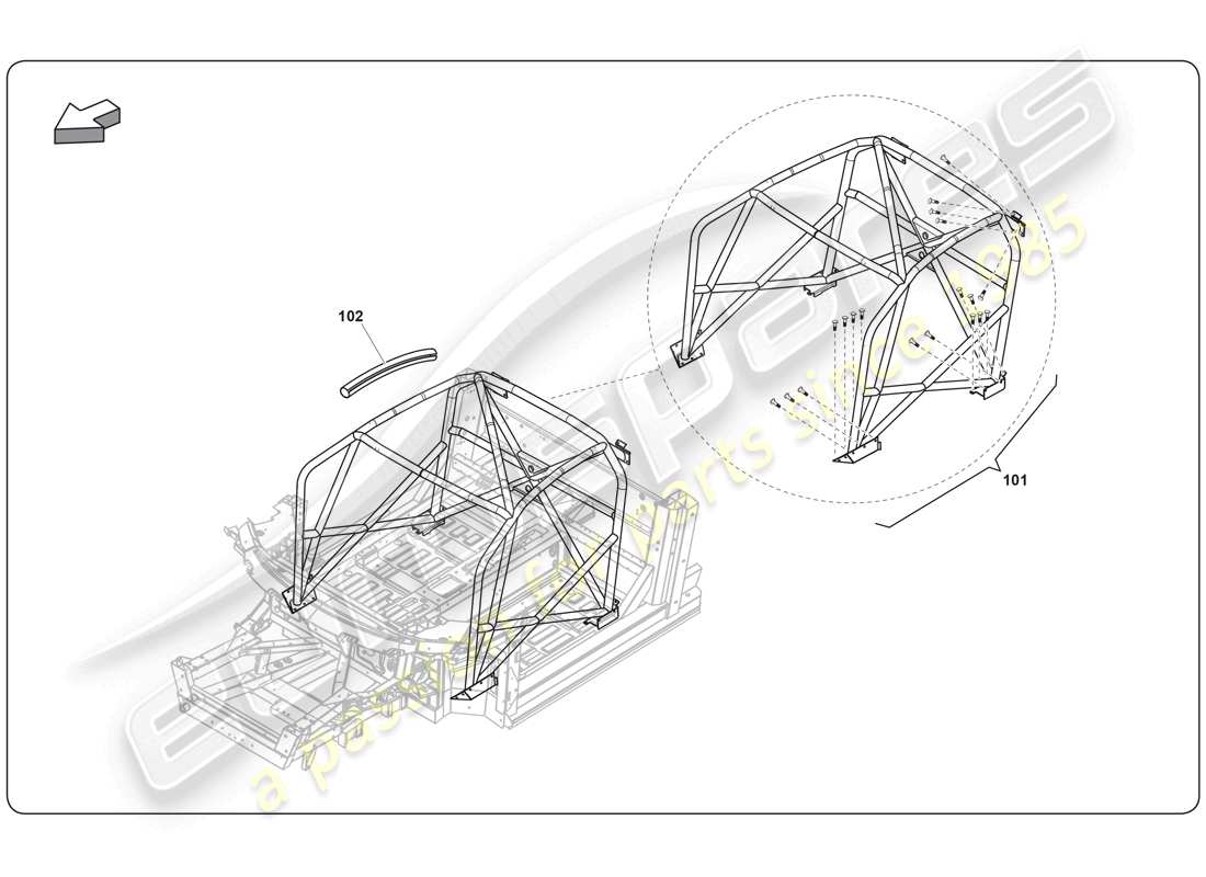 lamborghini super trofeo (2009-2014) diagramma delle parti del telaio gtr