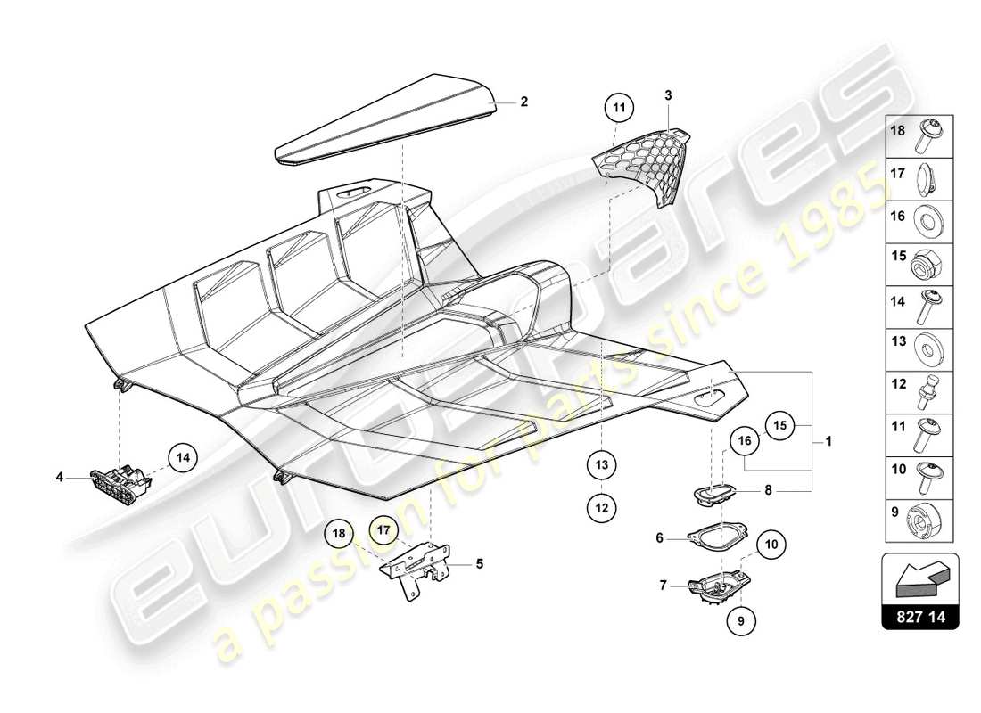 lamborghini 2020 (lp770-4 svj coupe) copertura motore con isp. copertina diagramma delle parti