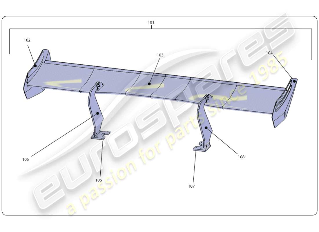 lamborghini super trofeo (2009-2014) diagramma delle parti del cofano motore