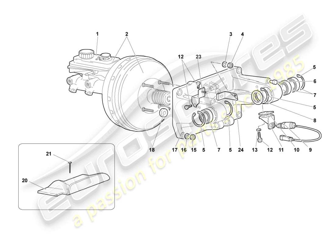 lamborghini murcielago coupe (2002) servo freno rhd schema delle parti