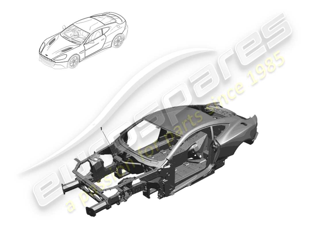 aston martin vanquish (2014) corpo nel diagramma della parte bianca