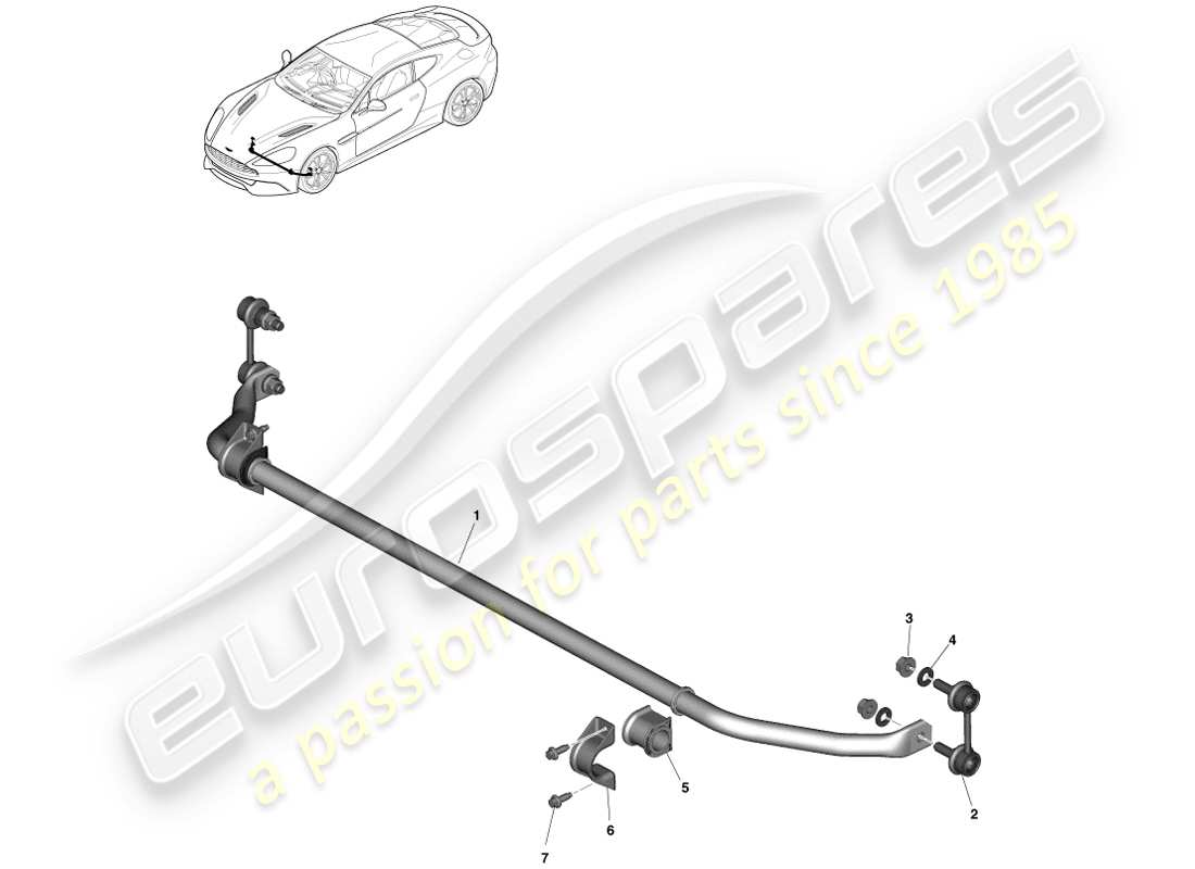 aston martin vanquish (2014) barra stabilizzatrice anteriore diagramma delle parti