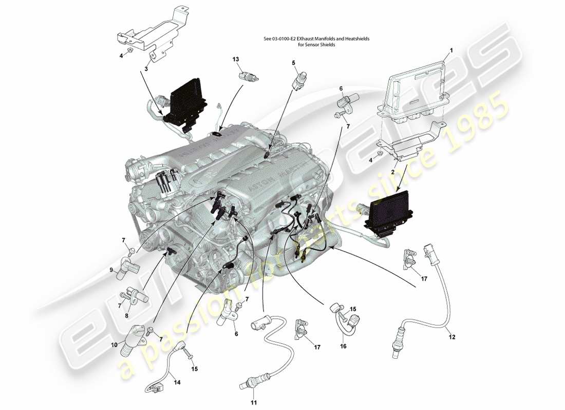 aston martin vanquish (2013) controllo elettronico del motore diagramma delle parti