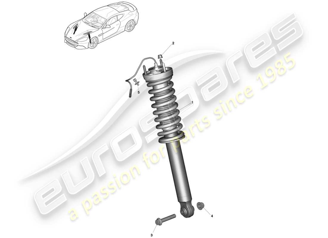 aston martin vanquish (2013) molla e ammortizzatore anteriori diagramma delle parti