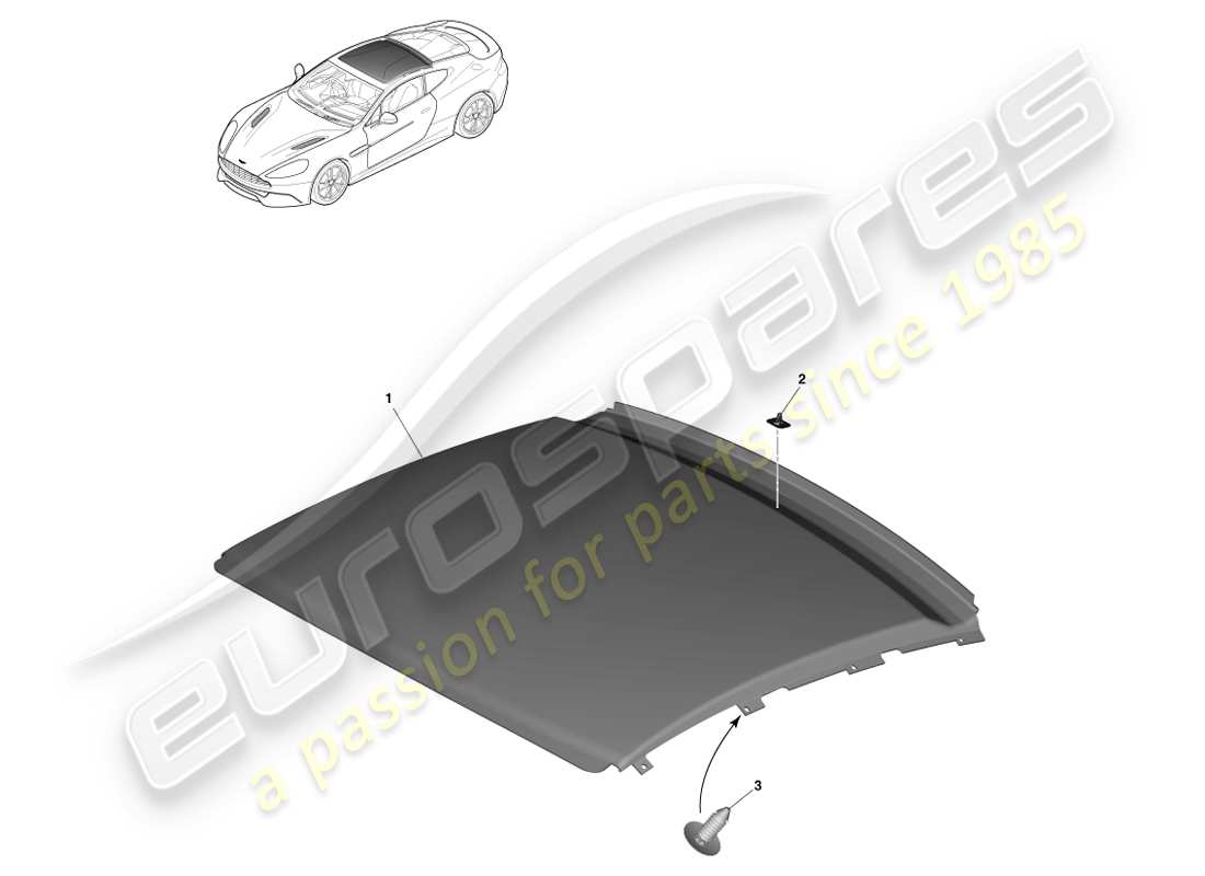 aston martin vanquish (2013) assemblea del headliner diagramma delle parti