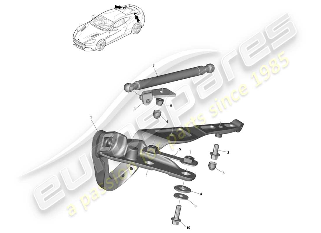 aston martin vanquish (2013) cerniere decklid, coupé diagramma delle parti