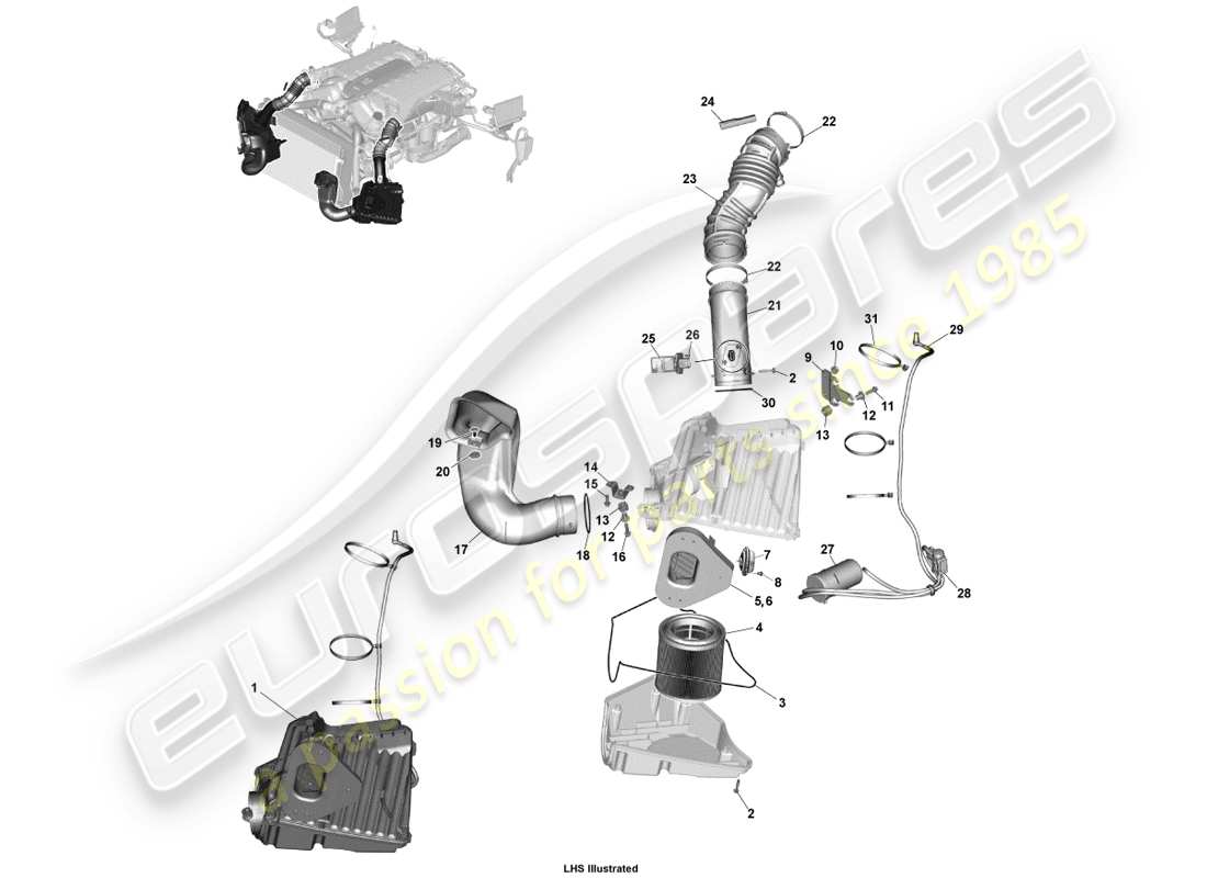 aston martin vanquish (2013) ricarica dell'aria diagramma delle parti
