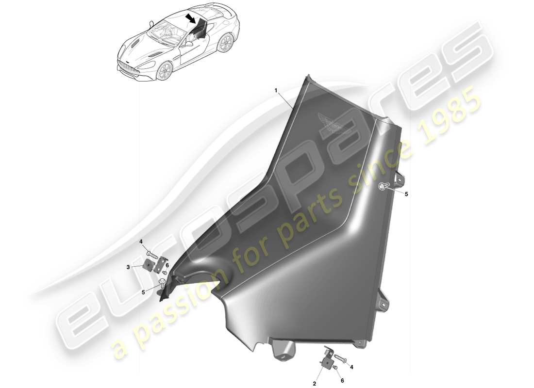 aston martin vanquish (2013) console posteriore, coupé 2+0 diagramma delle parti