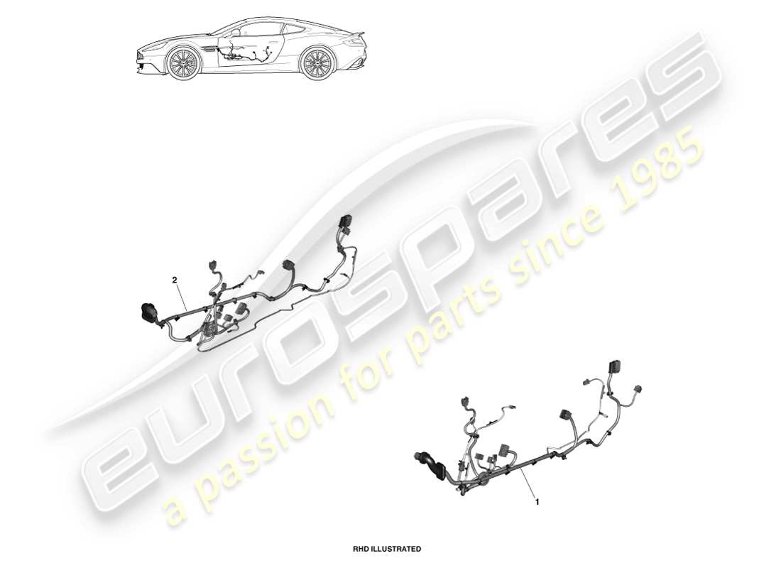 aston martin vanquish (2014) cablaggio della porta diagramma delle parti