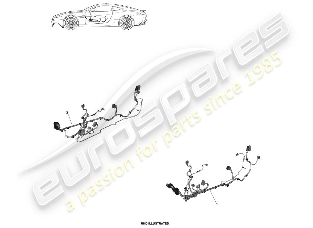 aston martin vanquish (2013) cablaggio della porta diagramma delle parti