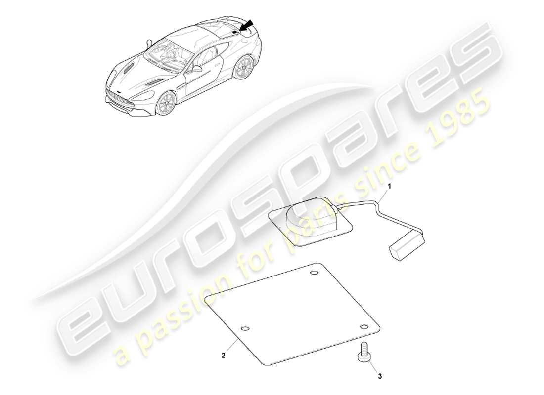 aston martin vanquish (2013) antenna gps, coupé diagramma delle parti