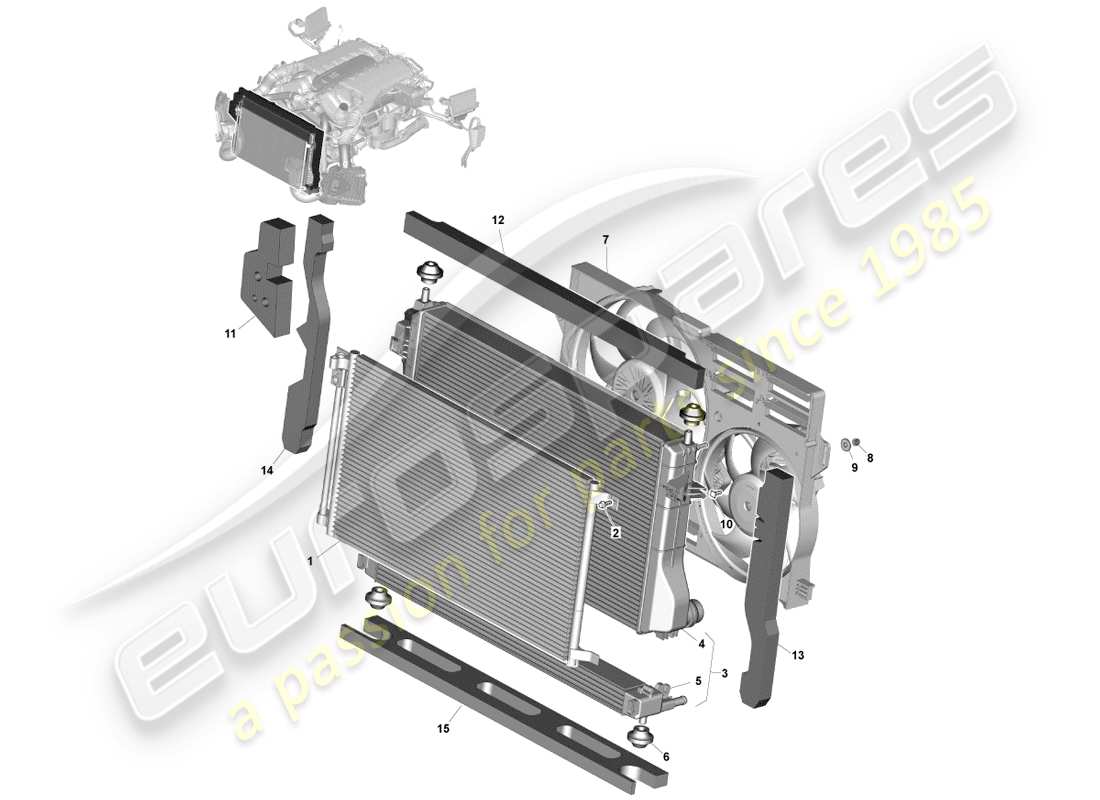 aston martin vanquish (2014) raffreddamento del motore, adattamento in linea diagramma delle parti