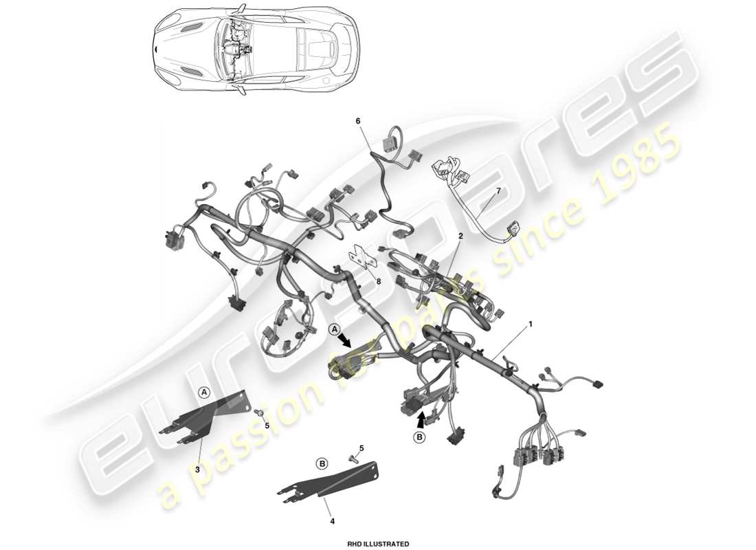 aston martin vanquish (2013) cablaggio ip diagramma delle parti
