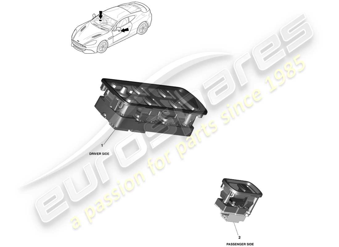 aston martin vanquish (2013) interruttori montati su porta diagramma delle parti