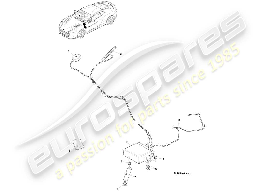 aston martin vanquish (2013) cat-5 localizzatore, 14.5my diagramma delle parti