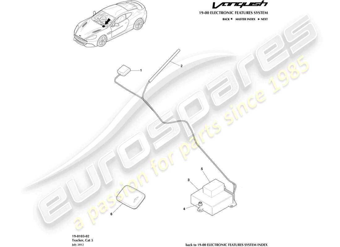 aston martin vanquish (2015) cat-5 localizzatore diagramma delle parti