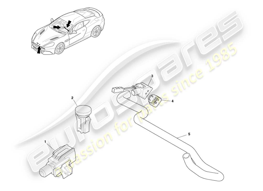 aston martin vanquish (2014) sensori diagramma delle parti
