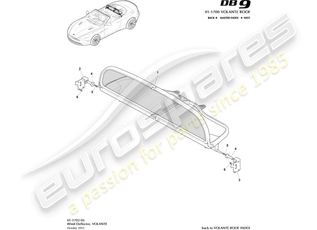 aston martin db9 (2014) schema delle parti deflettore del vento