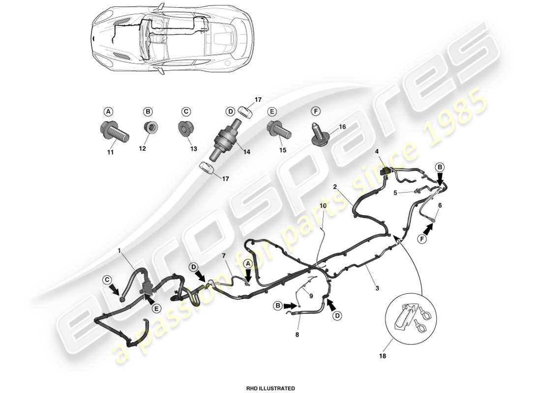 aston martin vanquish (2013) cavi batteria diagramma delle parti