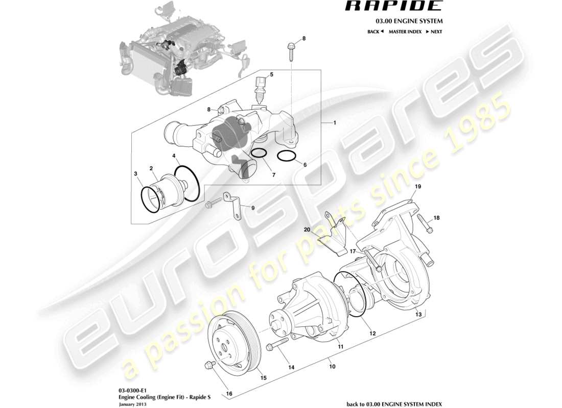 aston martin rapide (2010) raffreddamento del motore diagramma delle parti