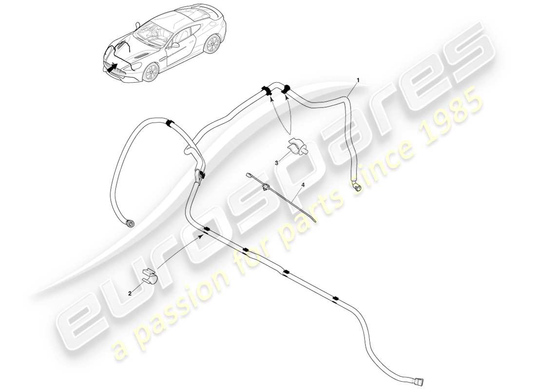 aston martin vanquish (2014) lavaggio dei fari diagramma delle parti