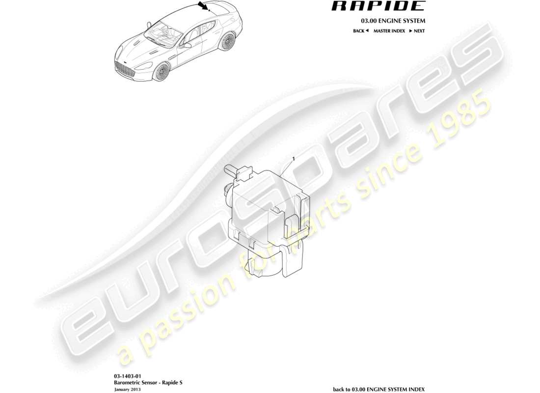 aston martin rapide (2012) diagramma delle parti del sensore barometrico