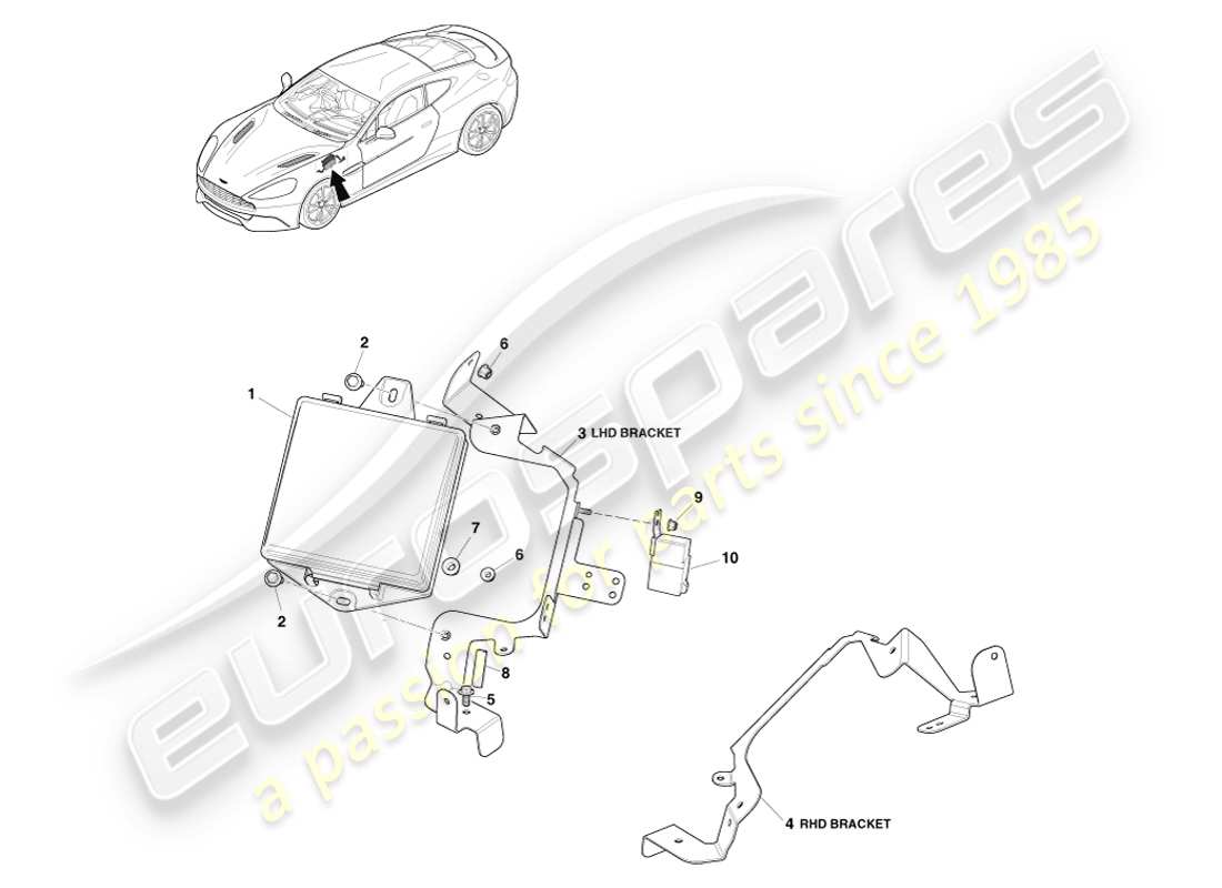 aston martin vanquish (2013) scatola dei fusibili del vano motore diagramma delle parti