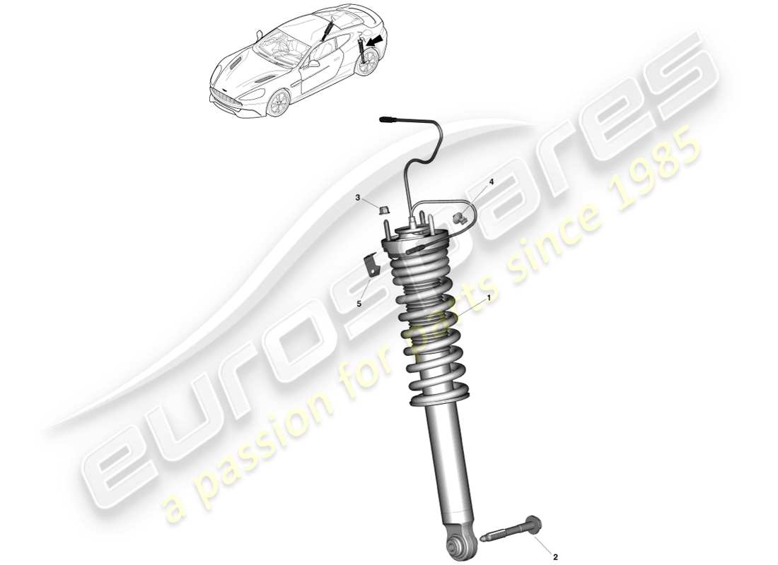 aston martin vanquish (2014) molla e ammortizzatore posteriori diagramma delle parti
