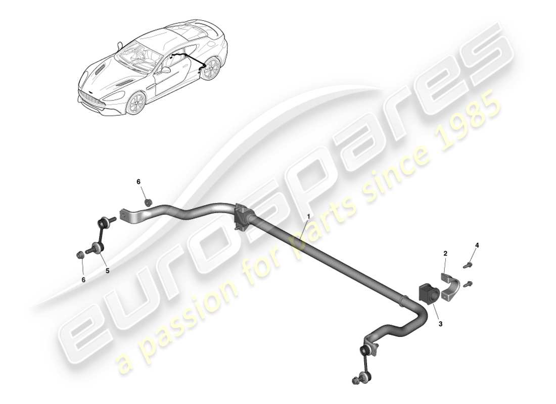 aston martin vanquish (2013) barra stabilizzatrice posteriore diagramma delle parti