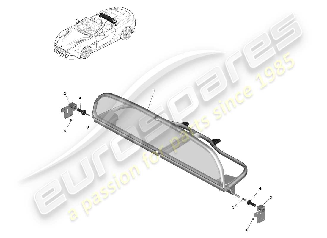 aston martin vanquish (2013) deflettore del vento diagramma delle parti