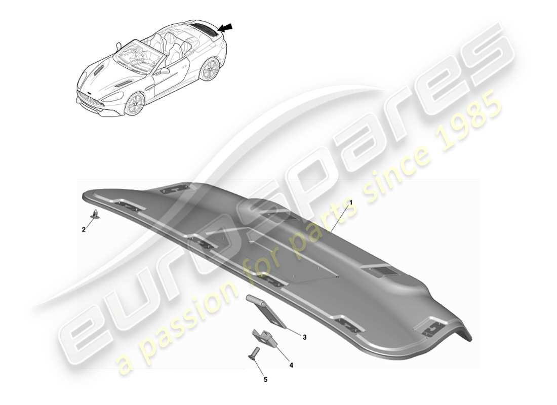aston martin vanquish (2013) pannello di rivestimento del portellone posteriore, volante diagramma delle parti