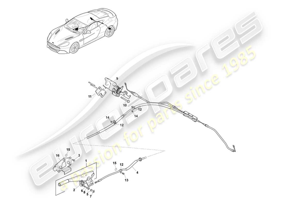aston martin vanquish (2013) freno di stazionamento, guida a destra diagramma delle parti