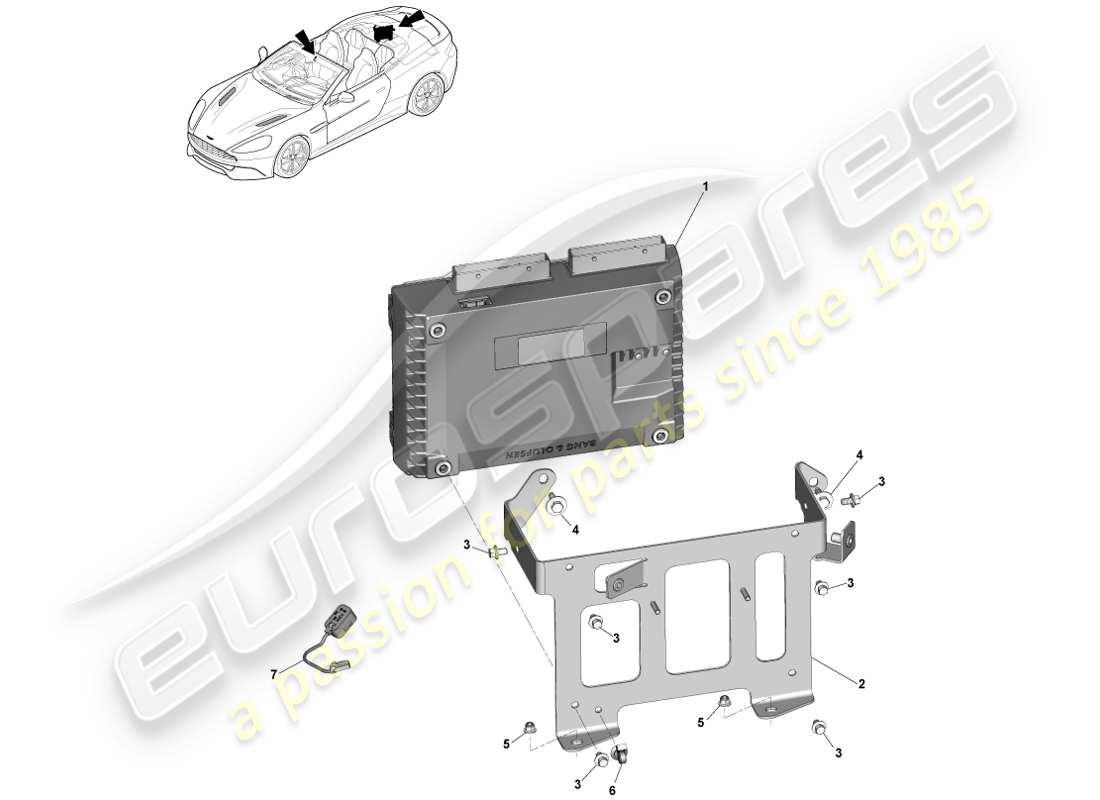 aston martin vanquish (2013) amplificatori, b&o, volante diagramma delle parti