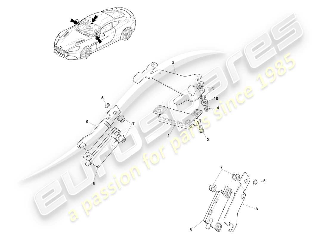 aston martin vanquish (2013) antenna radiofonica diagramma delle parti